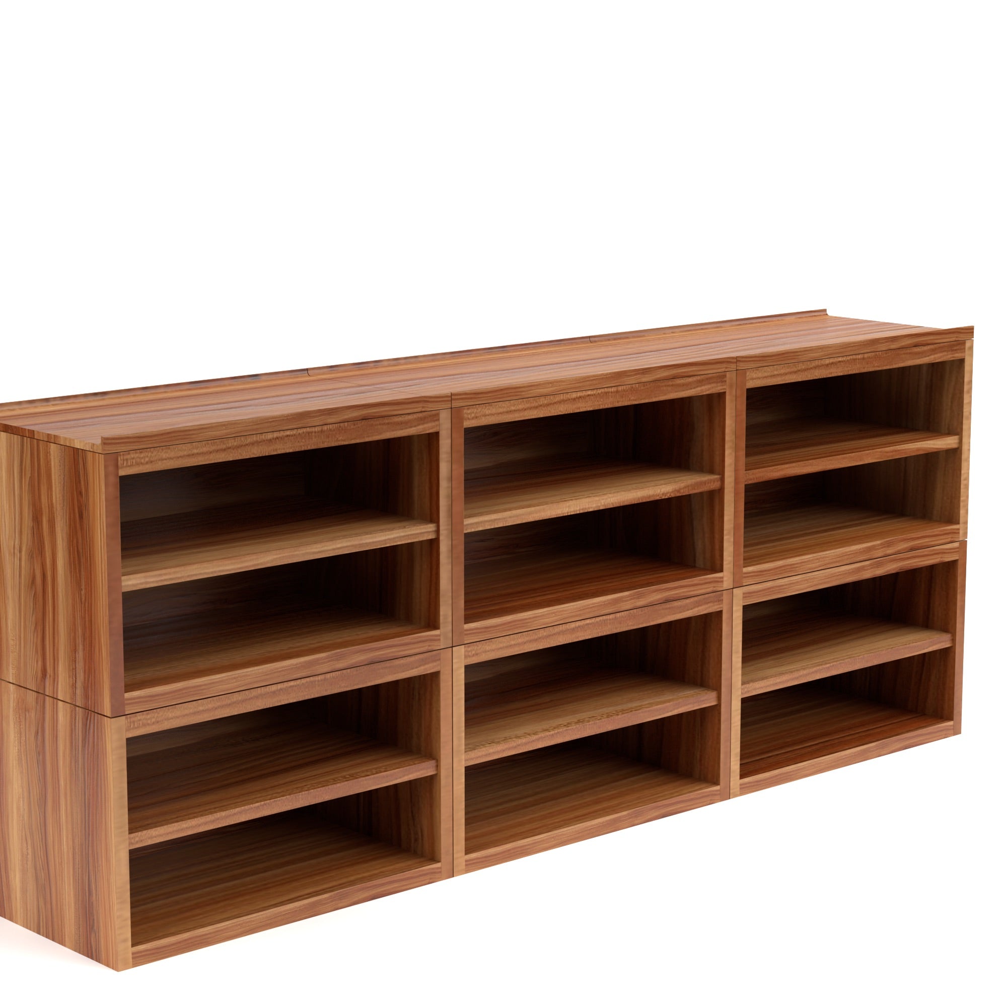 Stava Modular Shelving System | Solid Walnut/Teak/Oak Wood (4x3) | 8 Feet Length