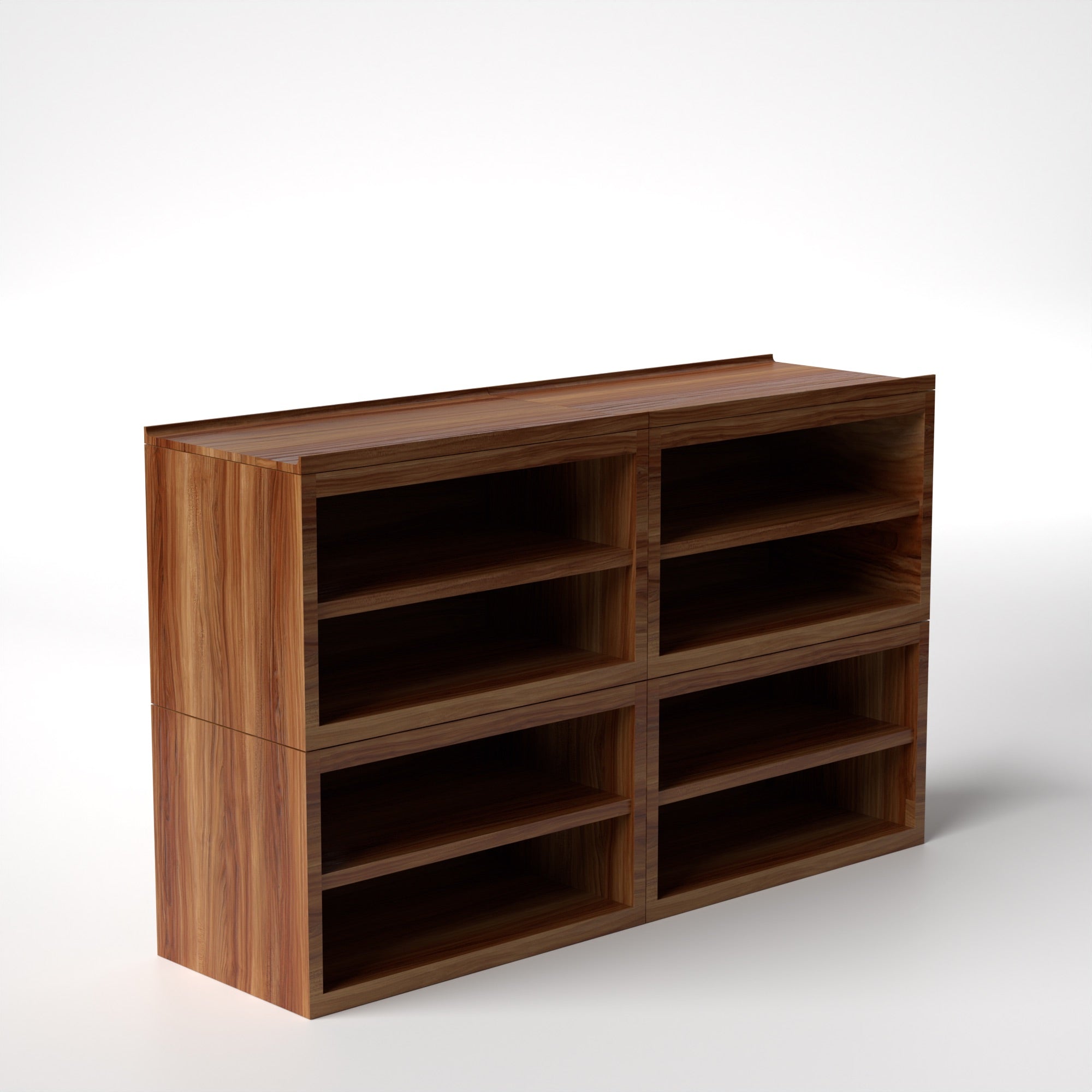 Stava Modular Shelving System | Solid Walnut/Teak/Oak Wood (4x2) | 5.5 Feet Length
