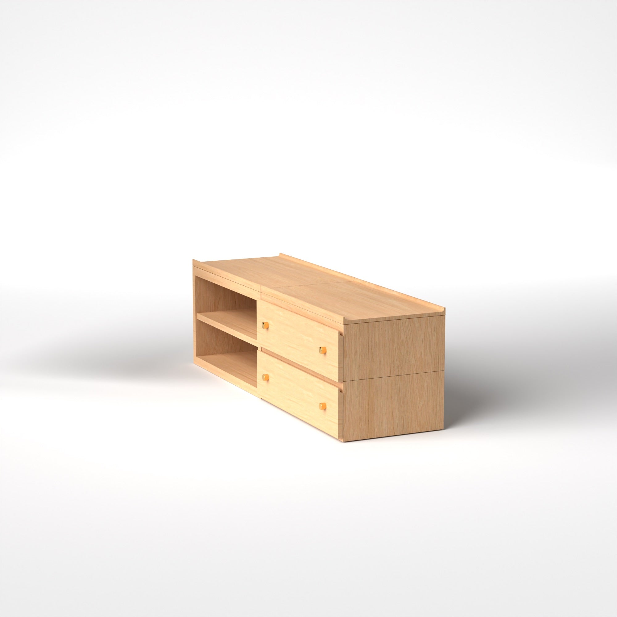 Stava Modular Credenza System | Solid Walnut/Teak/Oak Wood (2x2) | 5.5 Feet Length