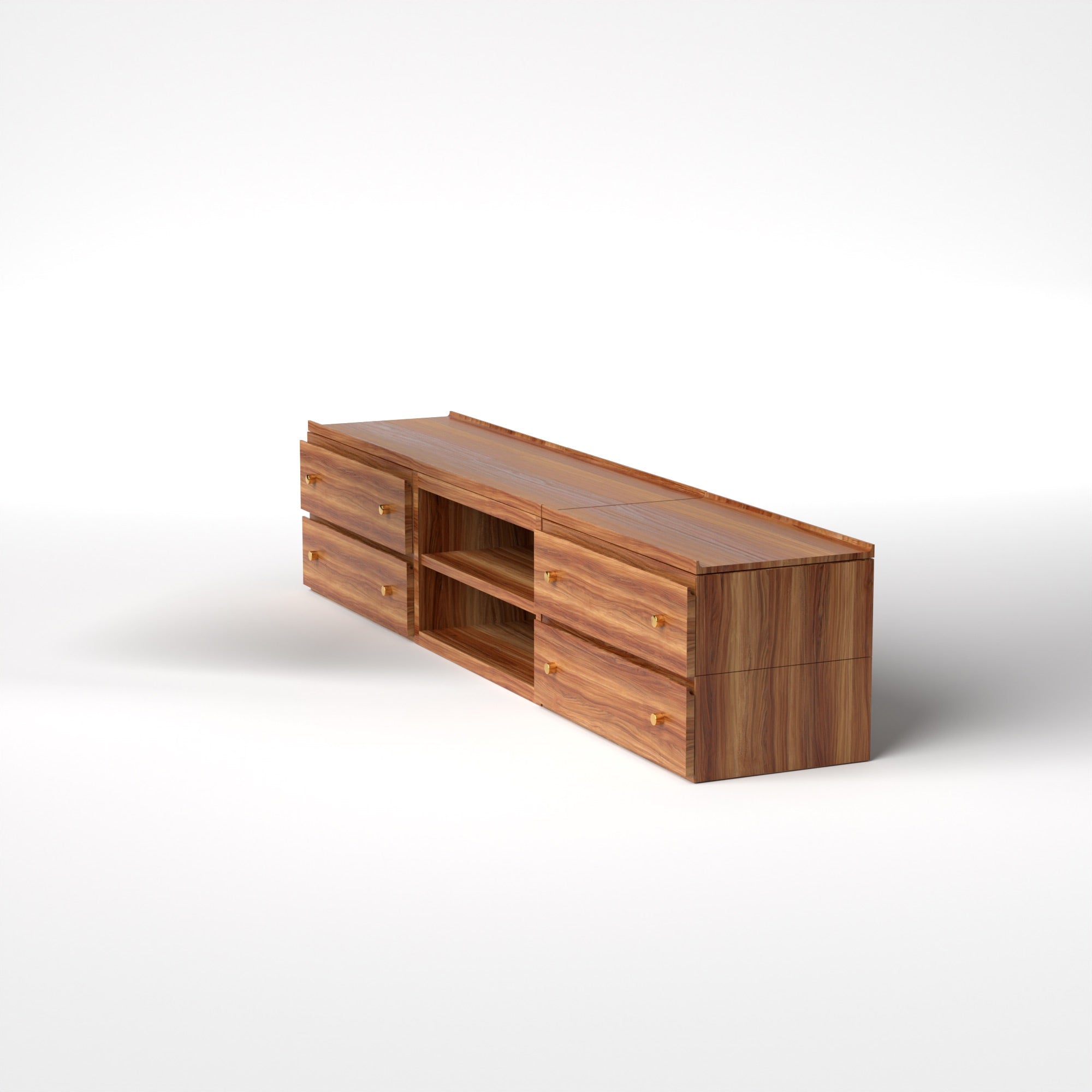 Stava Modular Credenza System | Solid Walnut/Teak/Oak Wood (2x3) | 8 Feet Length