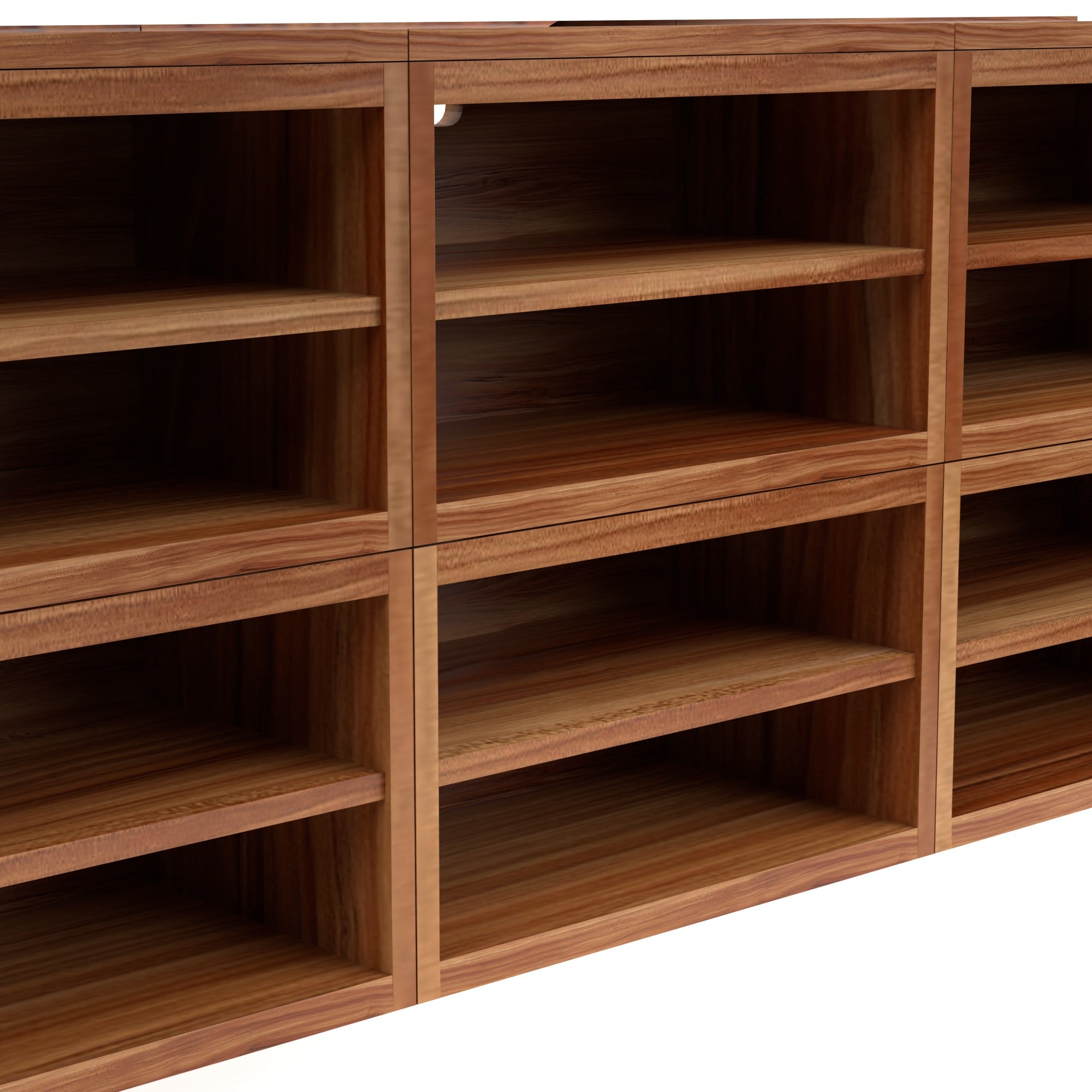 Stava Modular Shelving System | Solid Walnut/Teak/Oak Wood (4x3) | 8 Feet Length