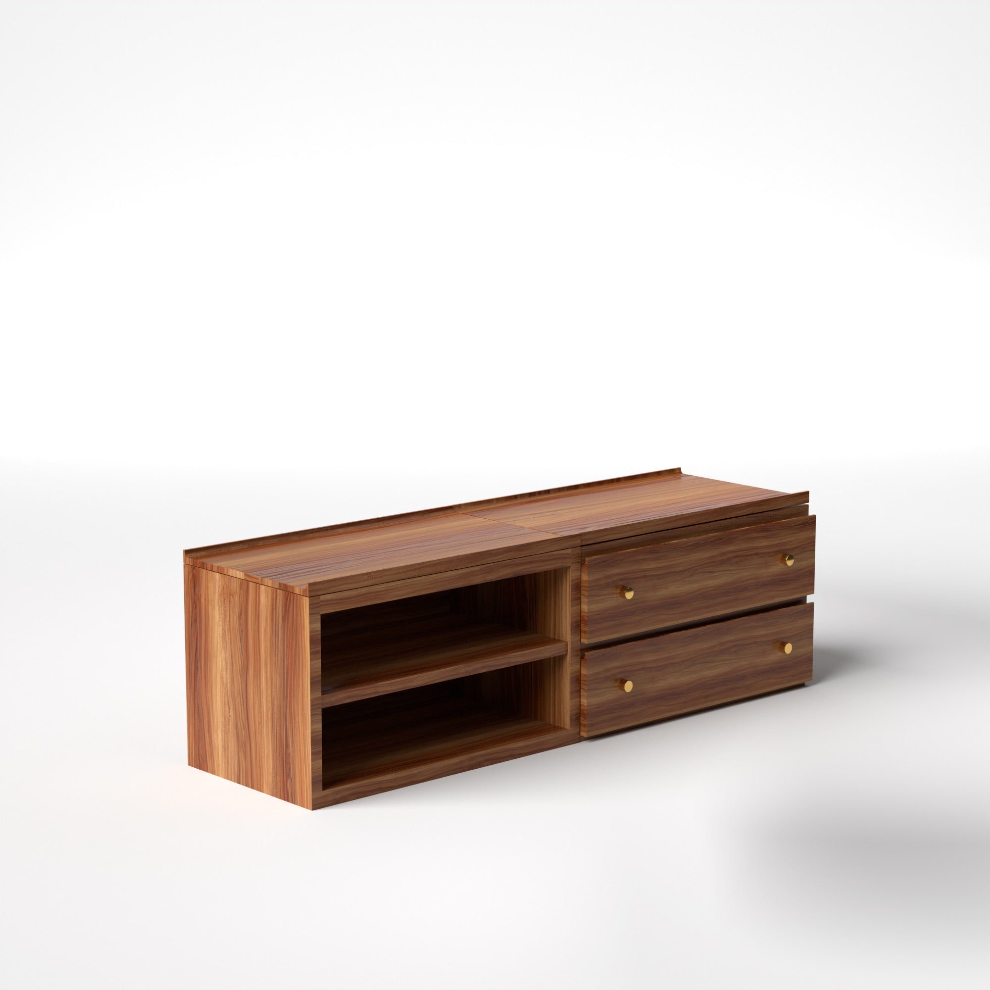 Stava Modular Credenza System | Solid Walnut/Teak/Oak Wood (2x2) | 5.5 Feet Length
