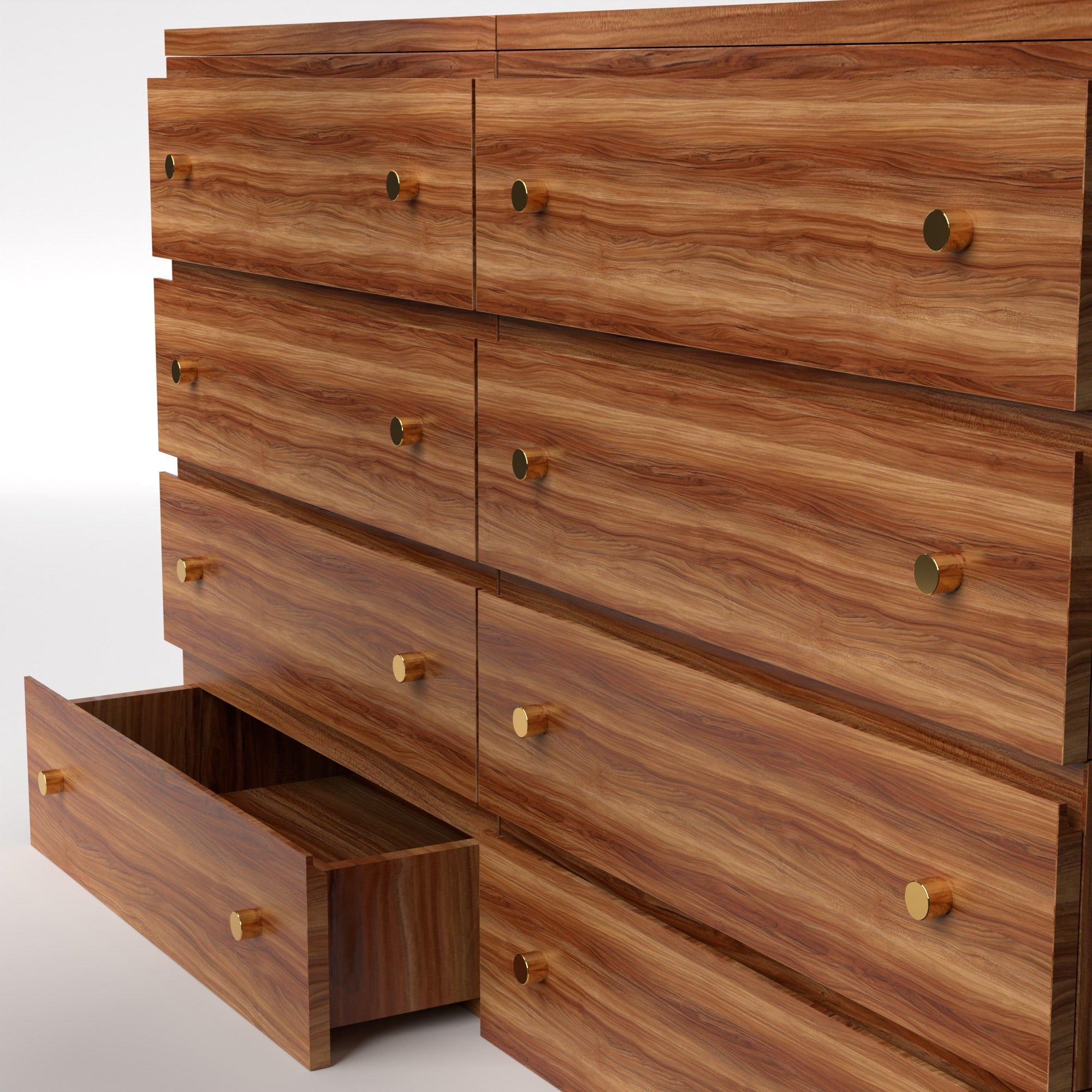 Stava Modular Drawer System | Solid Walnut/Teak/Oak Wood (4x2) | 5.5 Feet Length