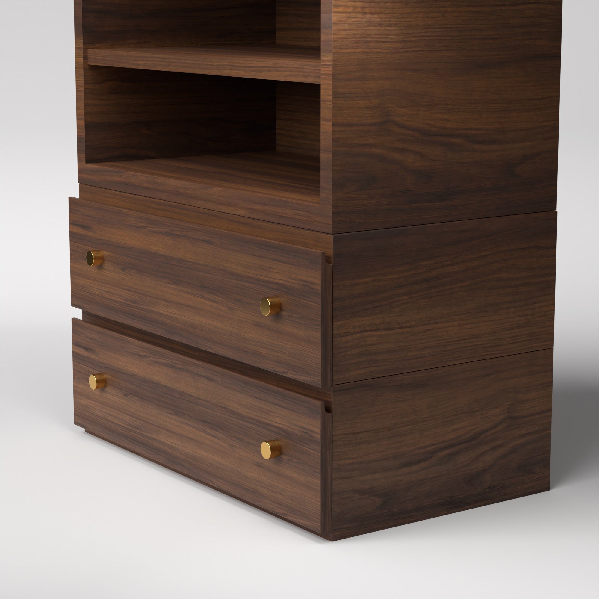 Stava Modular Credenza System | Solid Walnut/Teak/Oak Wood (4x1) | 3 Feet Length