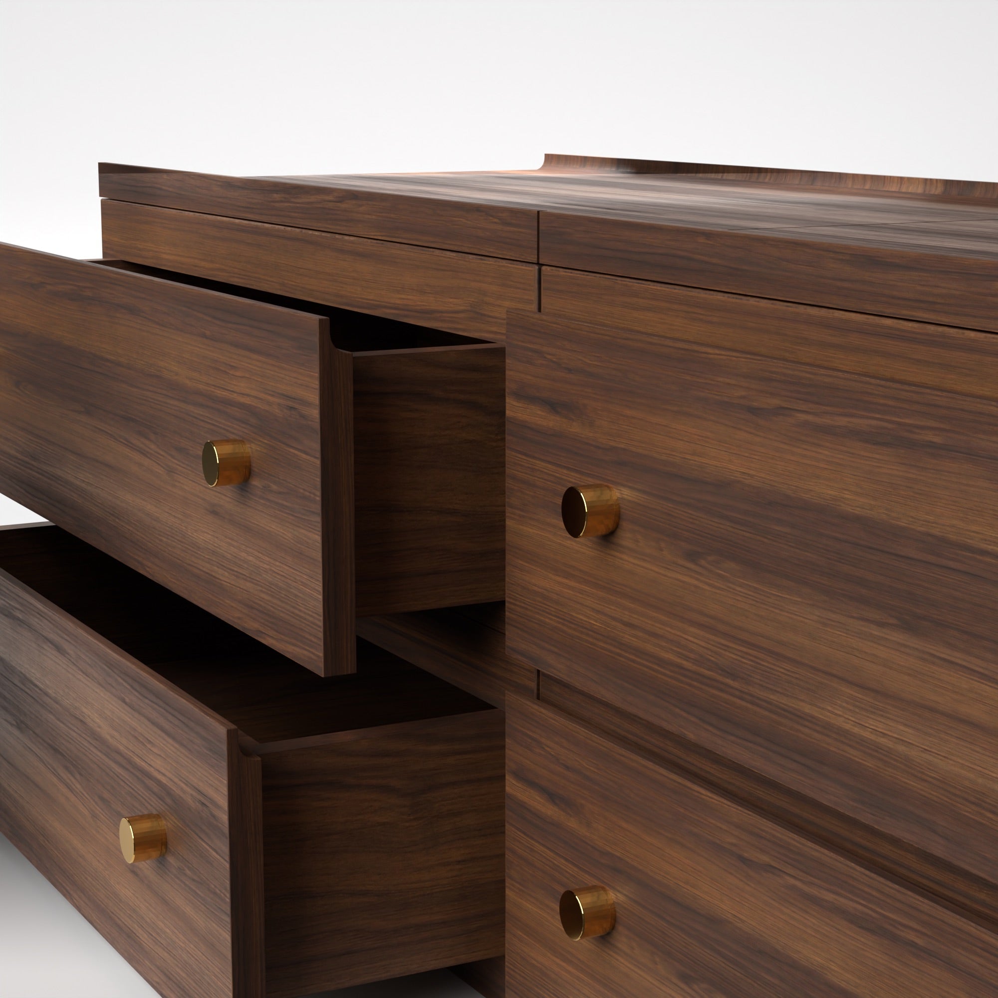 Stava Modular Drawer System | Solid Walnut/Teak/Oak Wood (2x2) | 5.5 Feet Length
