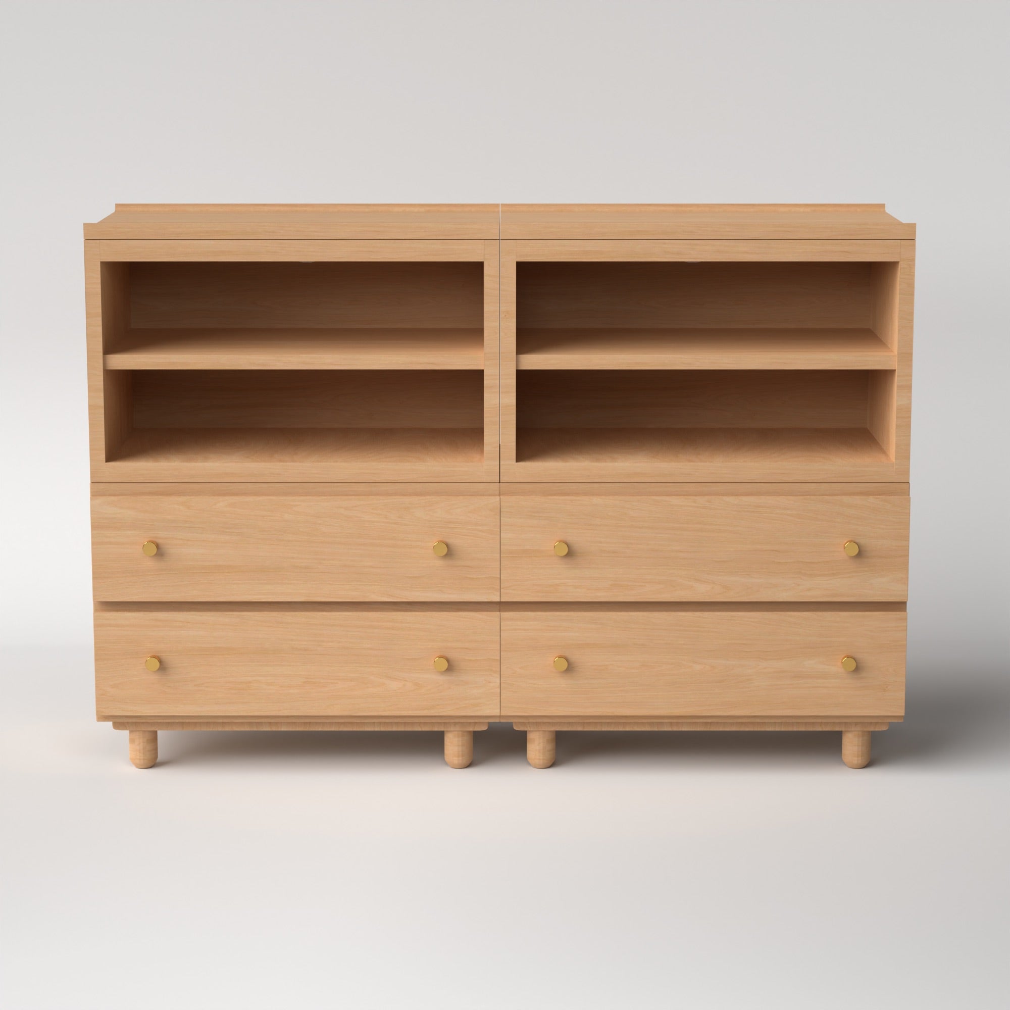 Stava Modular Credenza System | Solid Walnut/Teak/Oak Wood (4x2) | 5.5 Feet Length