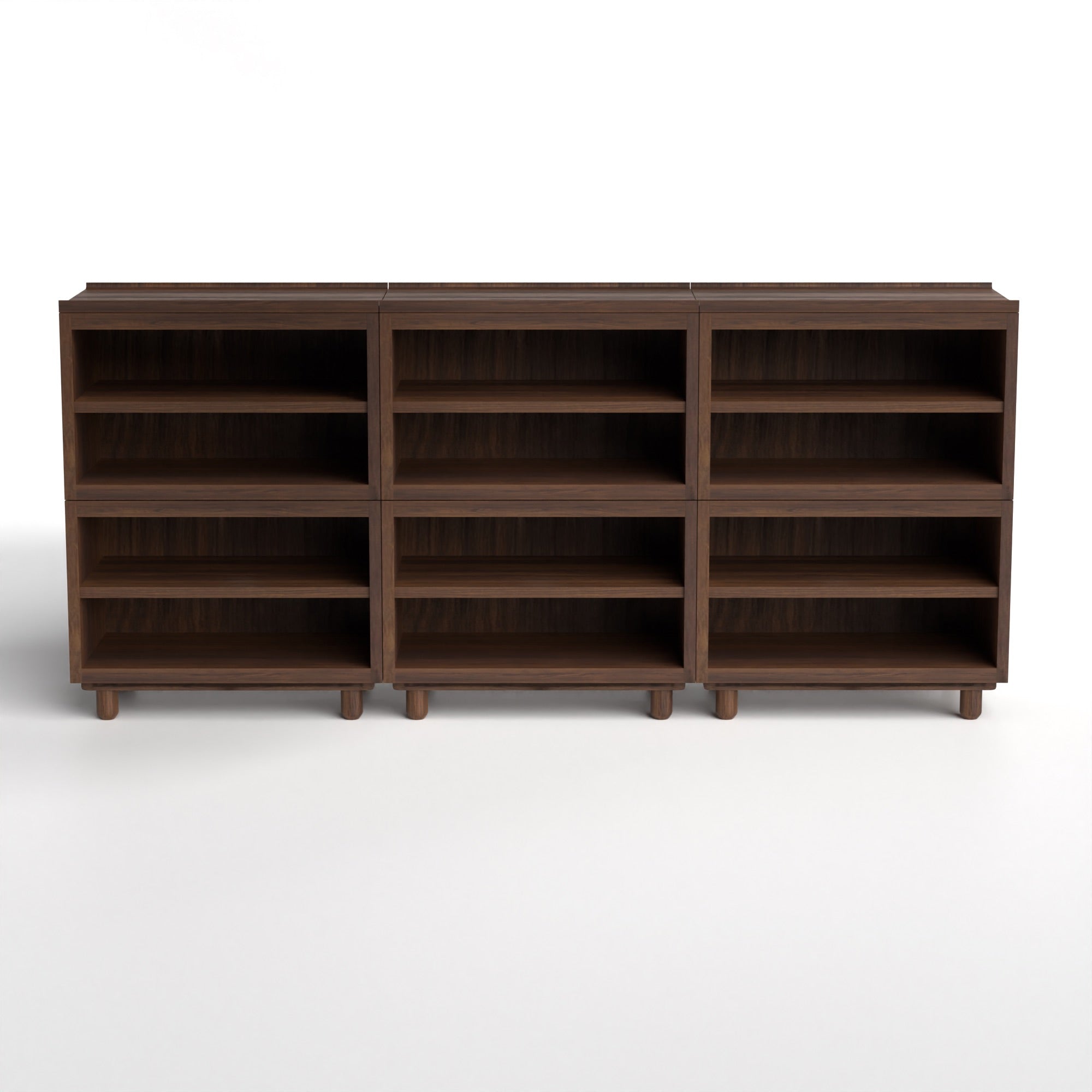 Stava Modular Shelving System | Solid Walnut/Teak/Oak Wood (4x3) | 8 Feet Length