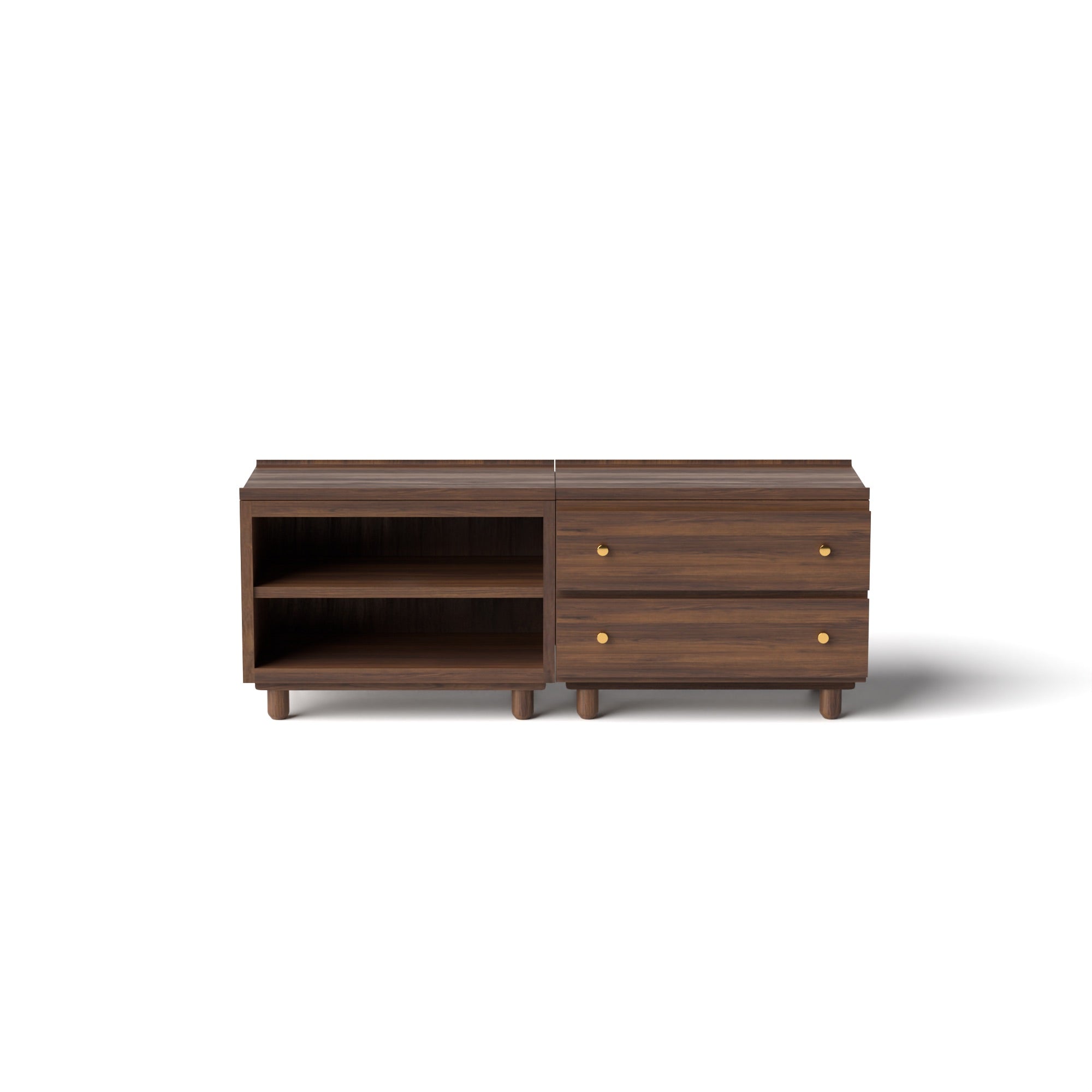 Stava Modular Credenza System | Solid Walnut/Teak/Oak Wood (2x2) | 5.5 Feet Length