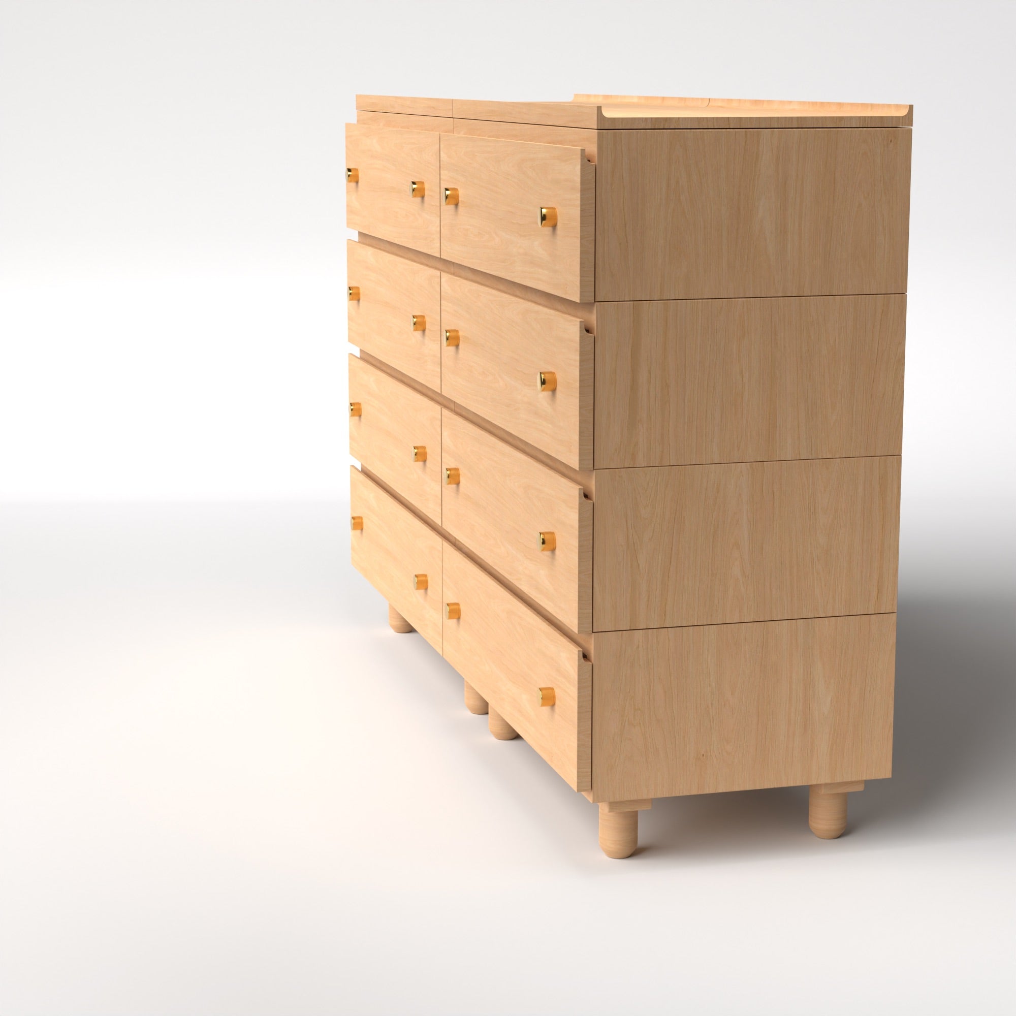 Stava Modular Drawer System | Solid Walnut/Teak/Oak Wood (4x2) | 5.5 Feet Length