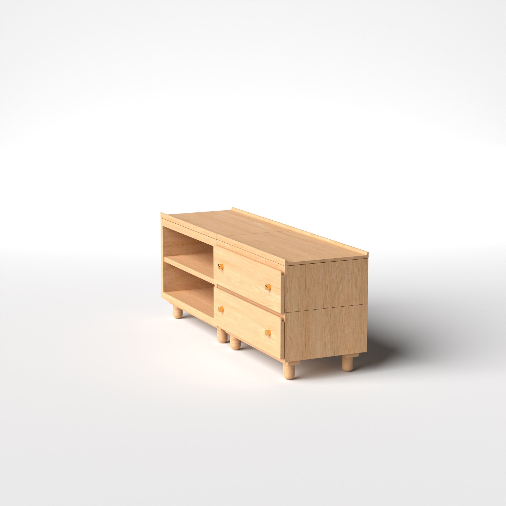 Stava Modular Credenza System | Solid Walnut/Teak/Oak Wood (2x2) | 5.5 Feet Length