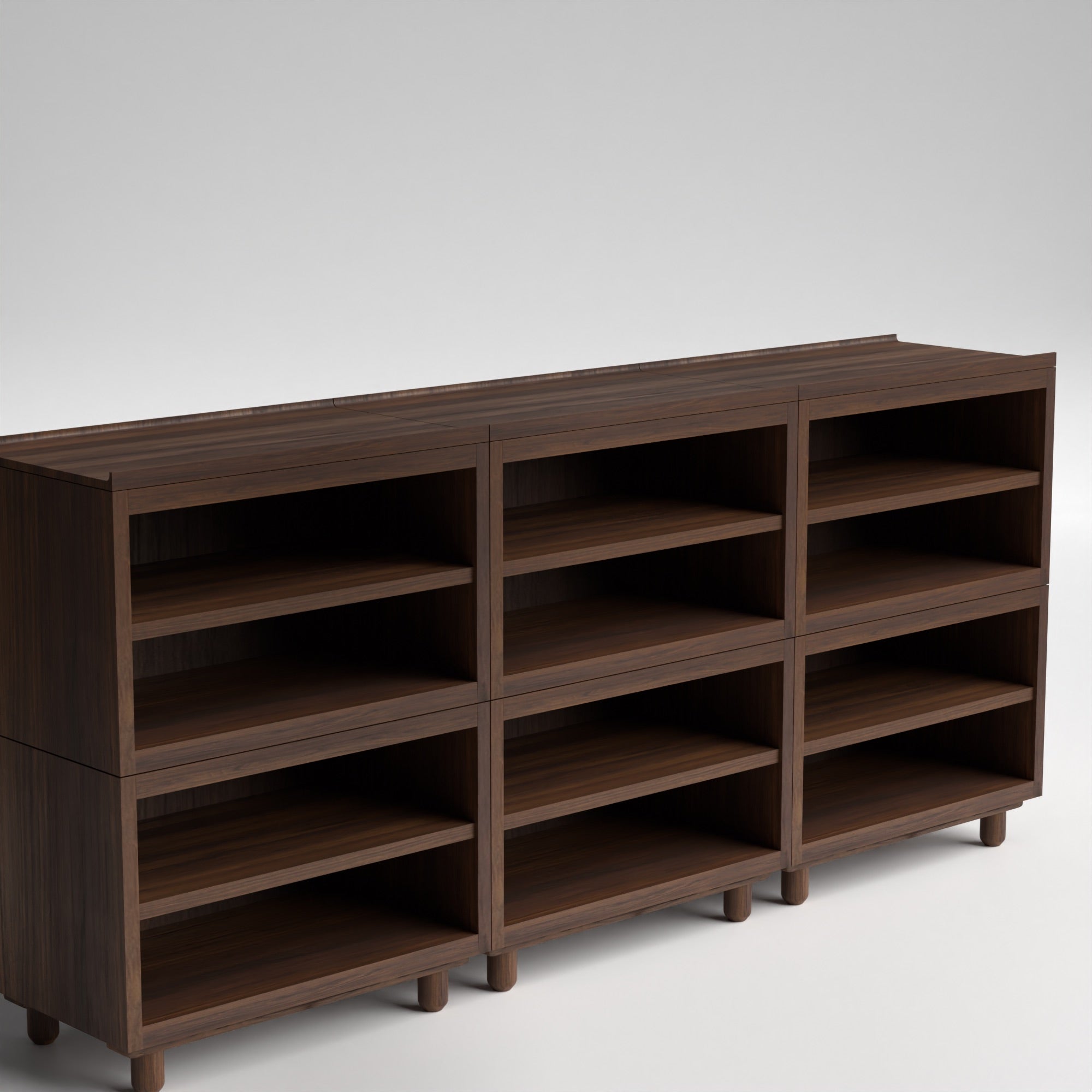 Stava Modular Shelving System | Solid Walnut/Teak/Oak Wood (4x3) | 8 Feet Length
