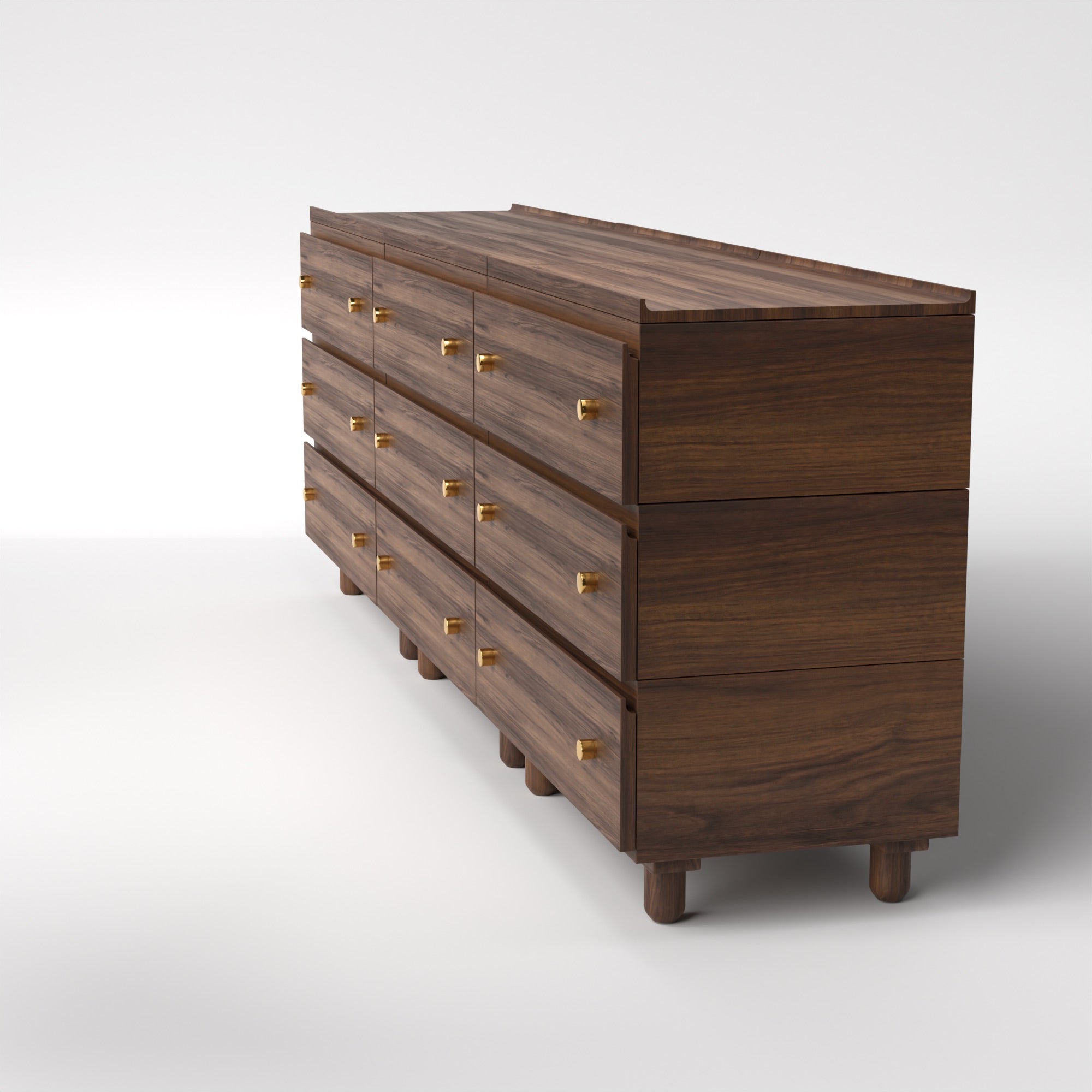 Stava Modular Drawer System | Solid Walnut/Teak/Oak Wood (3x3) | 8 Feet Length