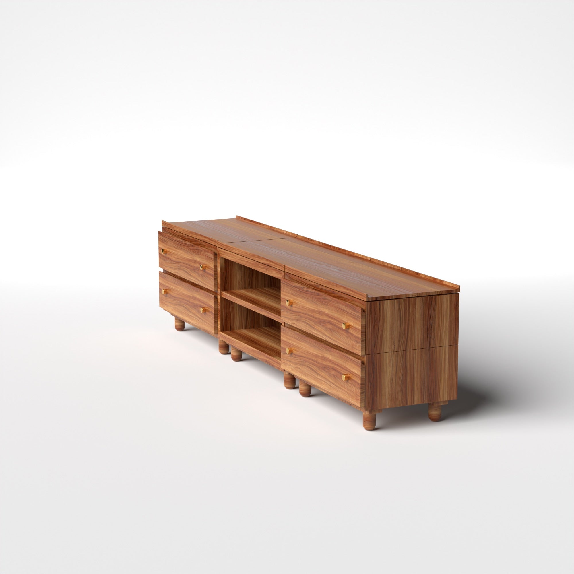 Stava Modular Credenza System | Solid Walnut/Teak/Oak Wood (2x3) | 8 Feet Length