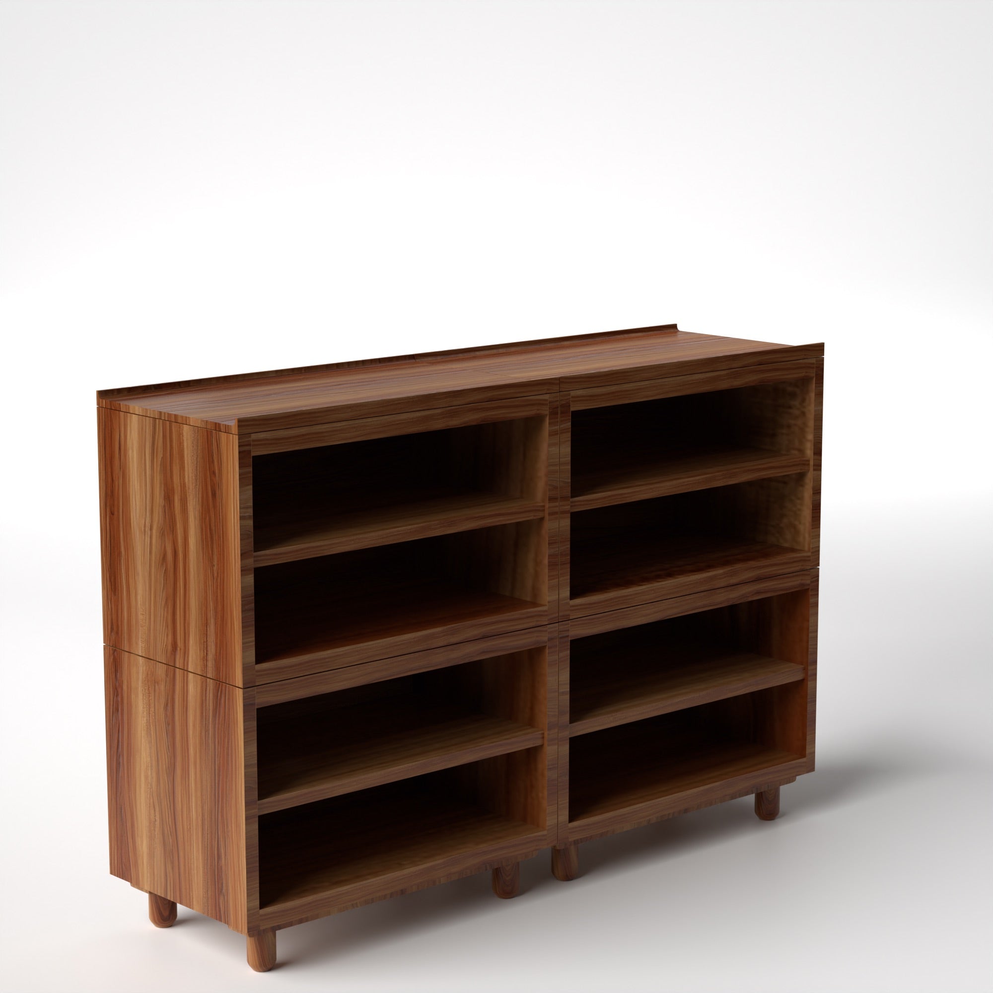 Stava Modular Shelving System | Solid Walnut/Teak/Oak Wood (4x2) | 5.5 Feet Length