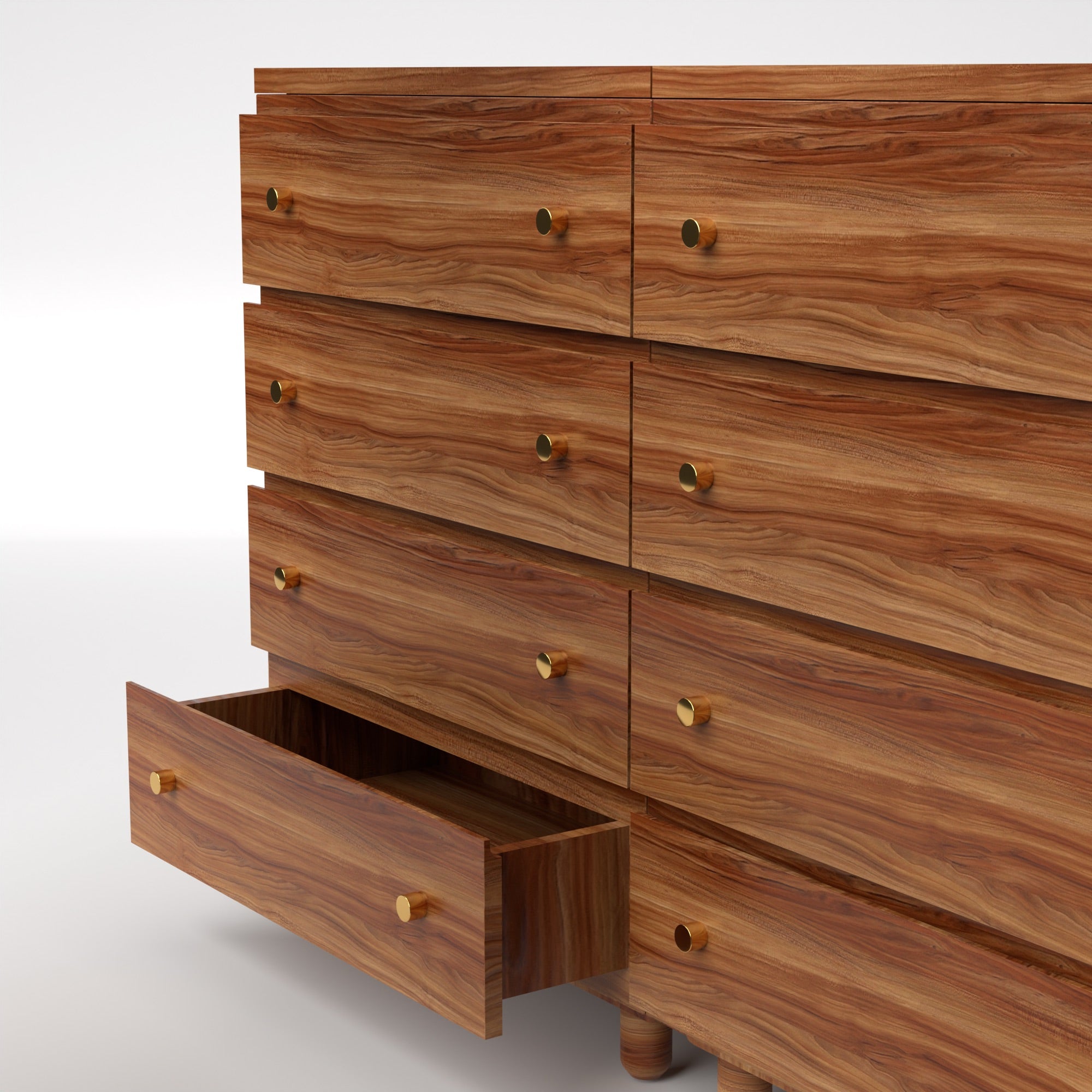 Stava Modular Drawer System | Solid Walnut/Teak/Oak Wood (4x2) | 5.5 Feet Length