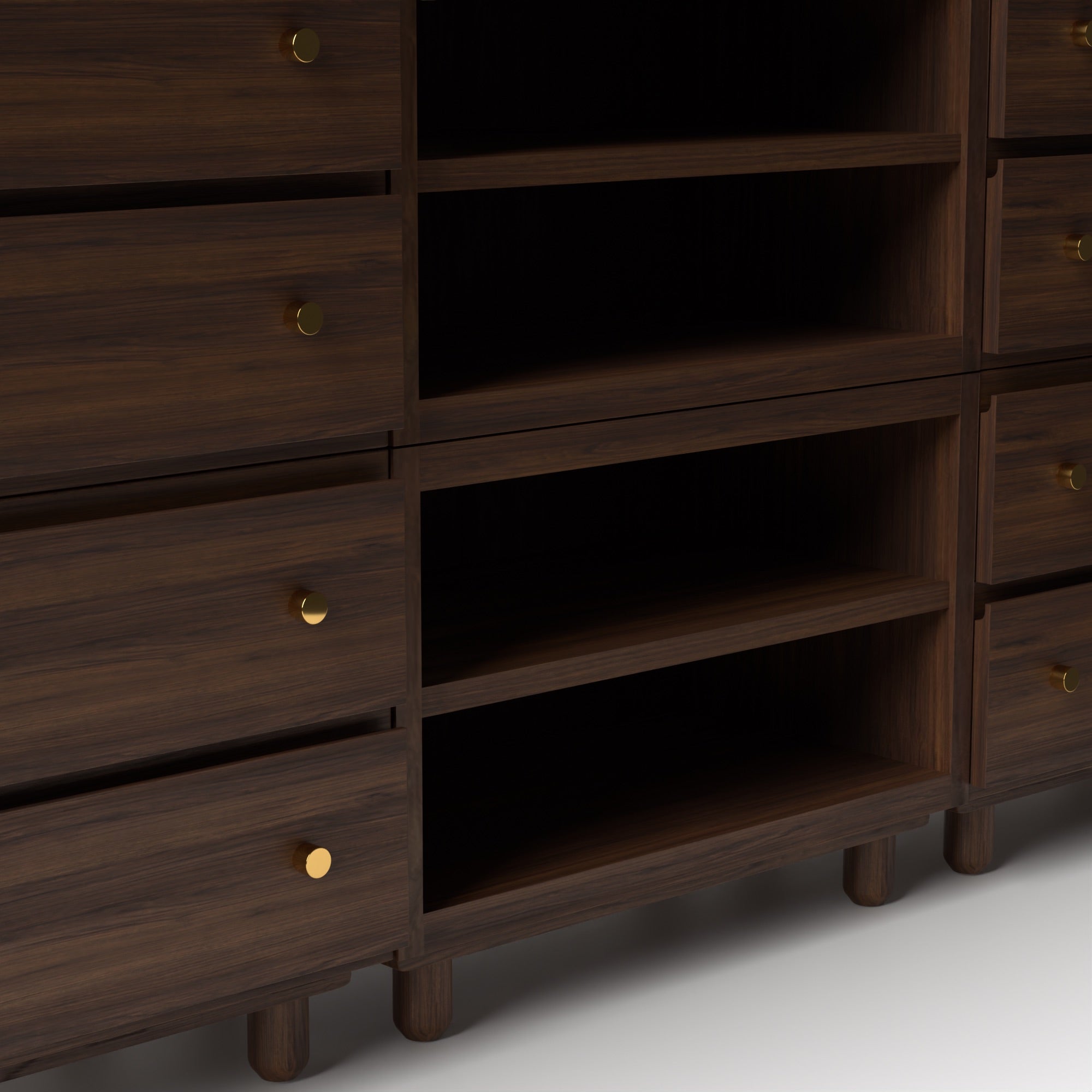 Stava Modular Credenza System | Solid Walnut/Teak/Oak Wood (4x3) | 8 Feet Length