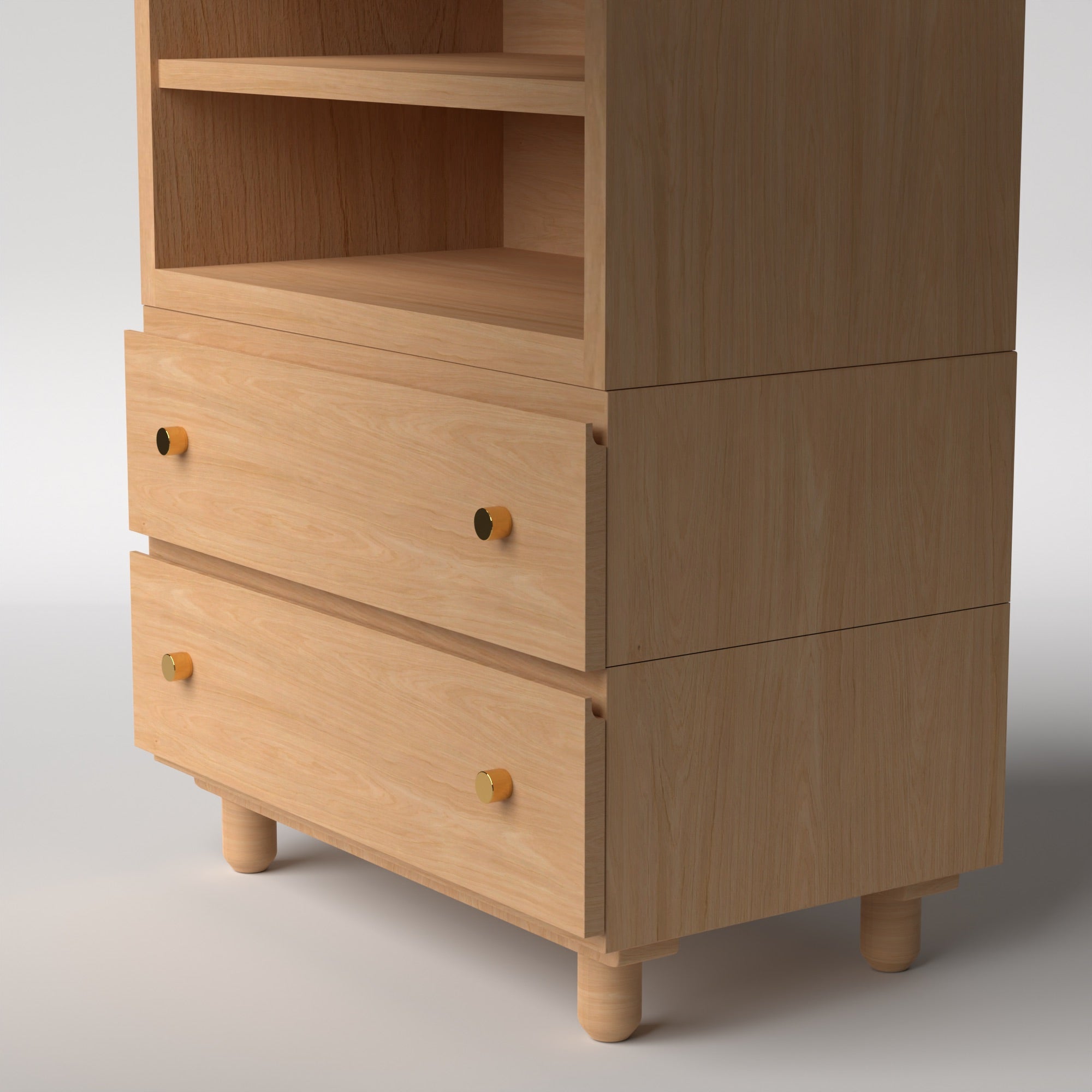 Stava Modular Credenza System | Solid Walnut/Teak/Oak Wood (4x1) | 3 Feet Length