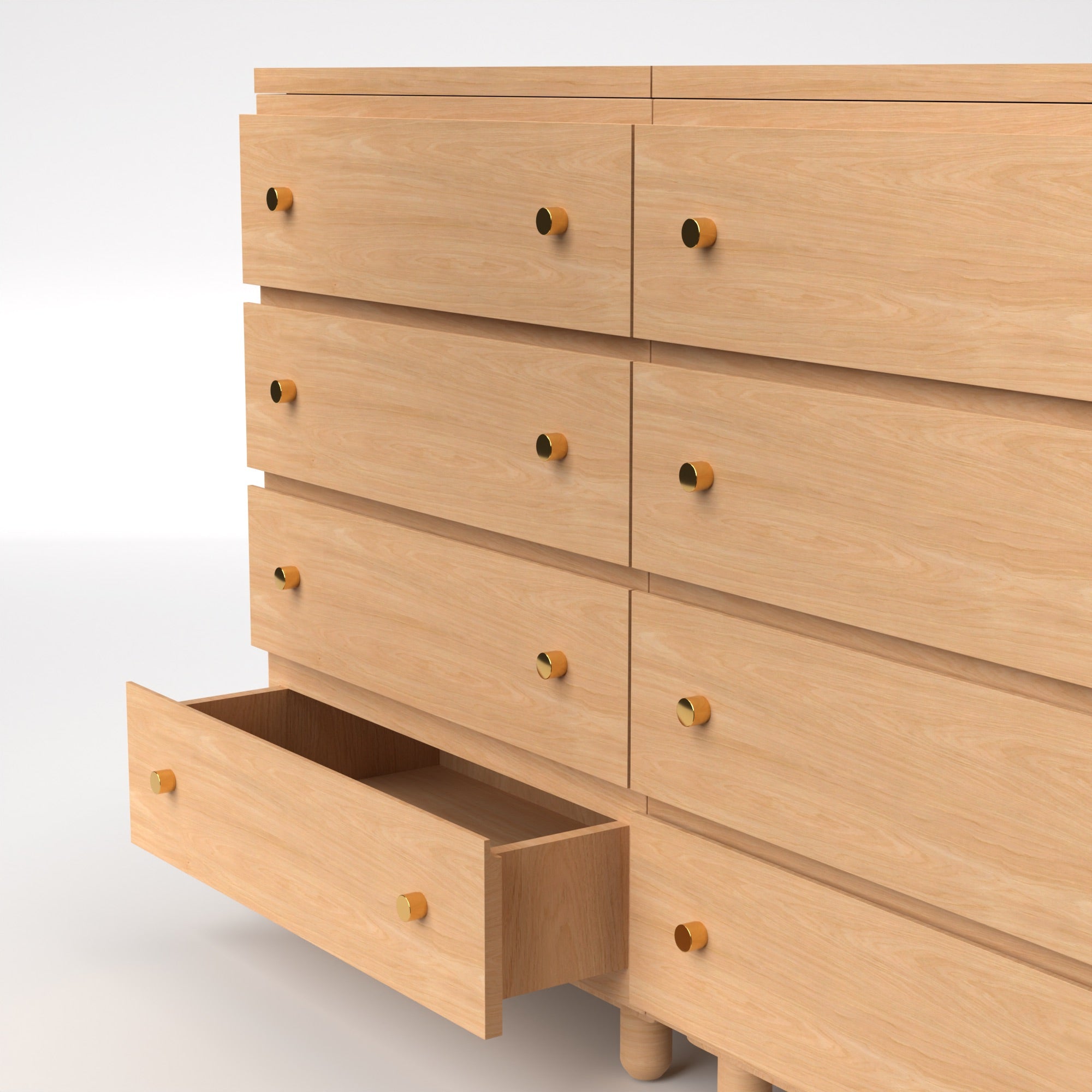 Stava Modular Drawer System | Solid Walnut/Teak/Oak Wood (4x2) | 5.5 Feet Length