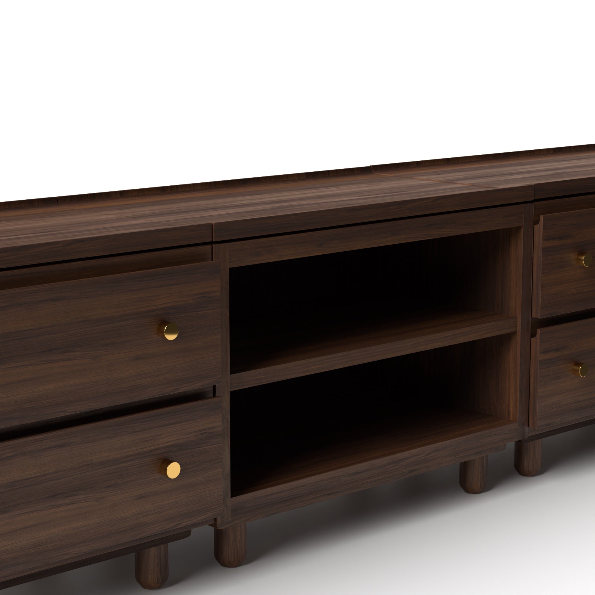 Stava Modular Credenza System | Solid Walnut/Teak/Oak Wood (2x3) | 8 Feet Length