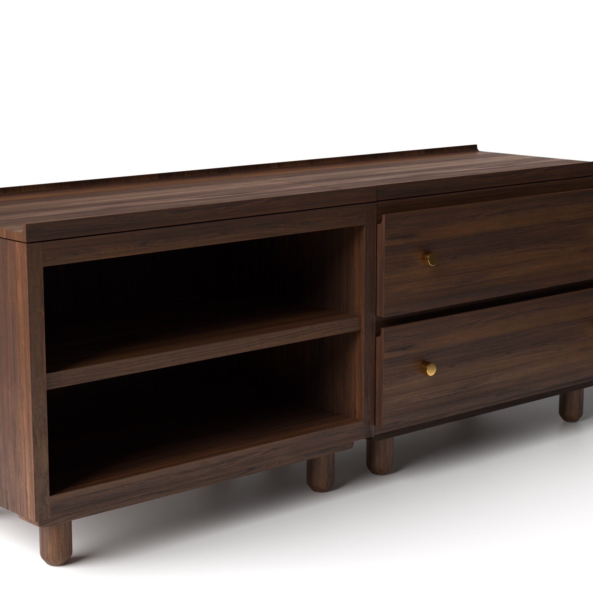 Stava Modular Credenza System | Solid Walnut/Teak/Oak Wood (2x2) | 5.5 Feet Length