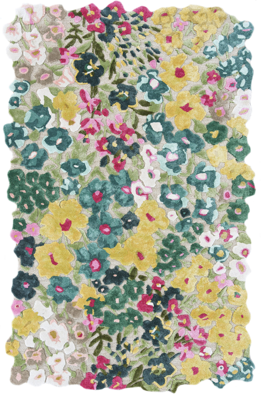 Floral Hand Tufted Wool & Viscose Rug - 5x8 ft (RG_00113)