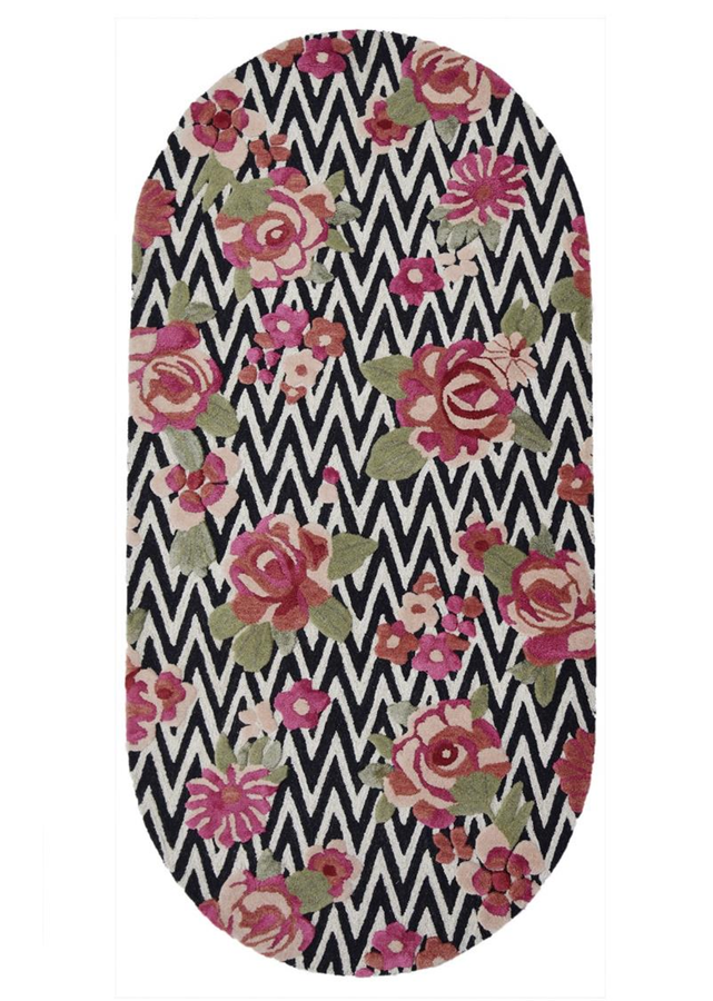 Floral Shape Hand Tufted Wool Rug - 3.8x7.5 ft (RG_00123)