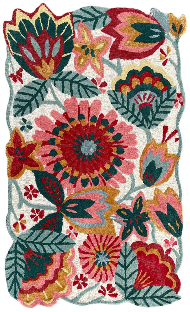 Floral Shape Hand Tufted Wool & Viscose Rug - 3x5 ft (RG_00127)
