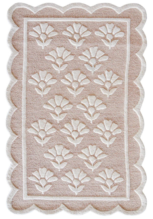 Floral Shape Hand Tufted Wool Rug - 3x5 ft (RG_00128)