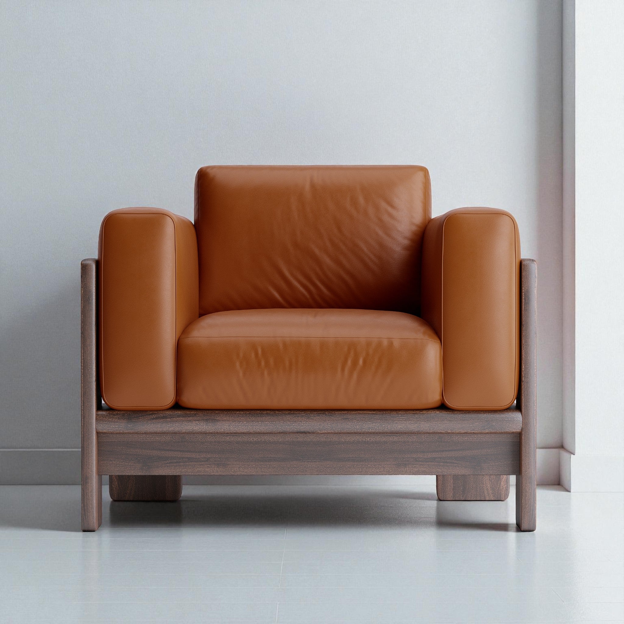 Nordhaven Sofa | 1 Seater | Italian Leather | Solid Teak/Walut/Oak Wood
