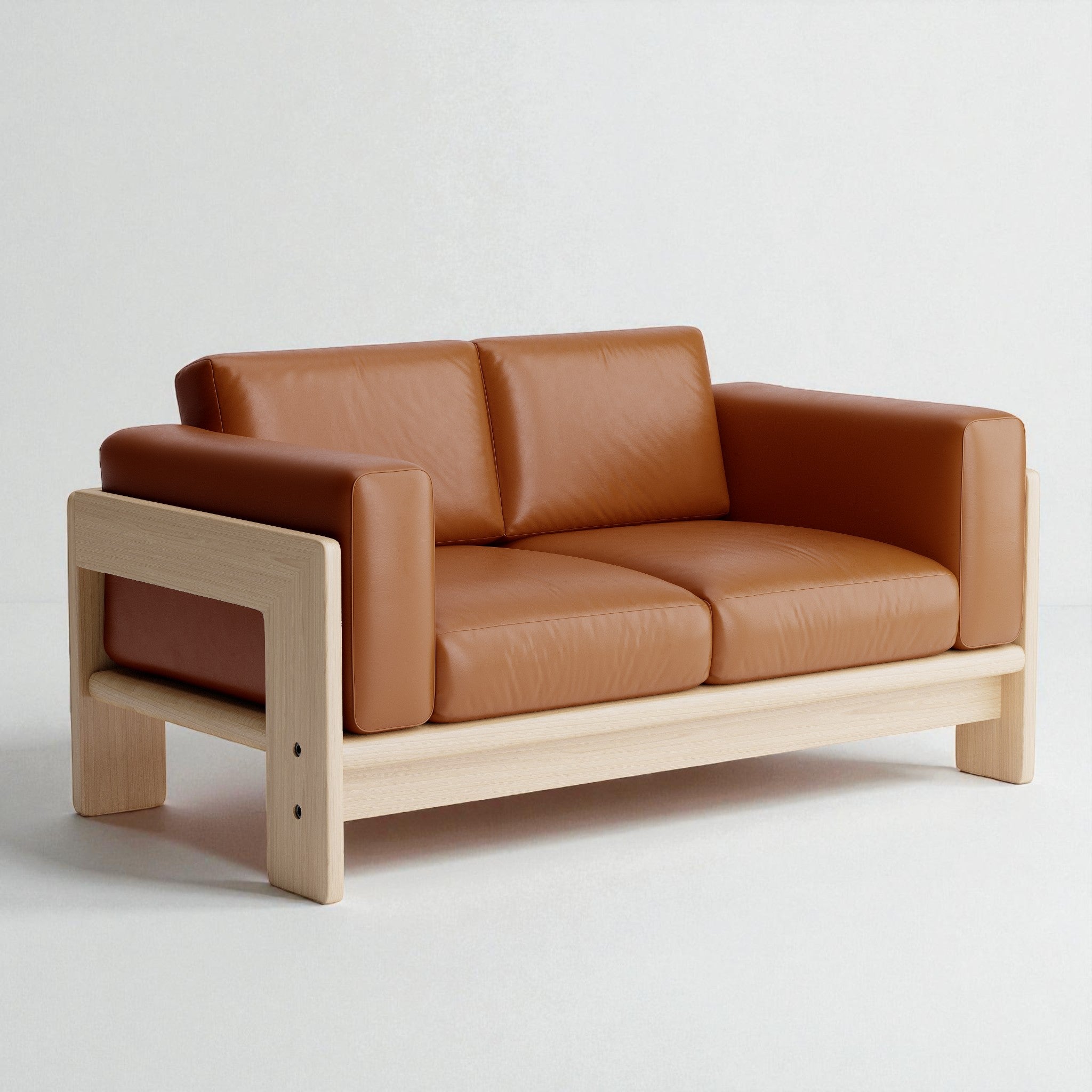 Nordhaven Sofa | 2 Seater | Italian Leather | Solid Teak/Walut/Oak Wood