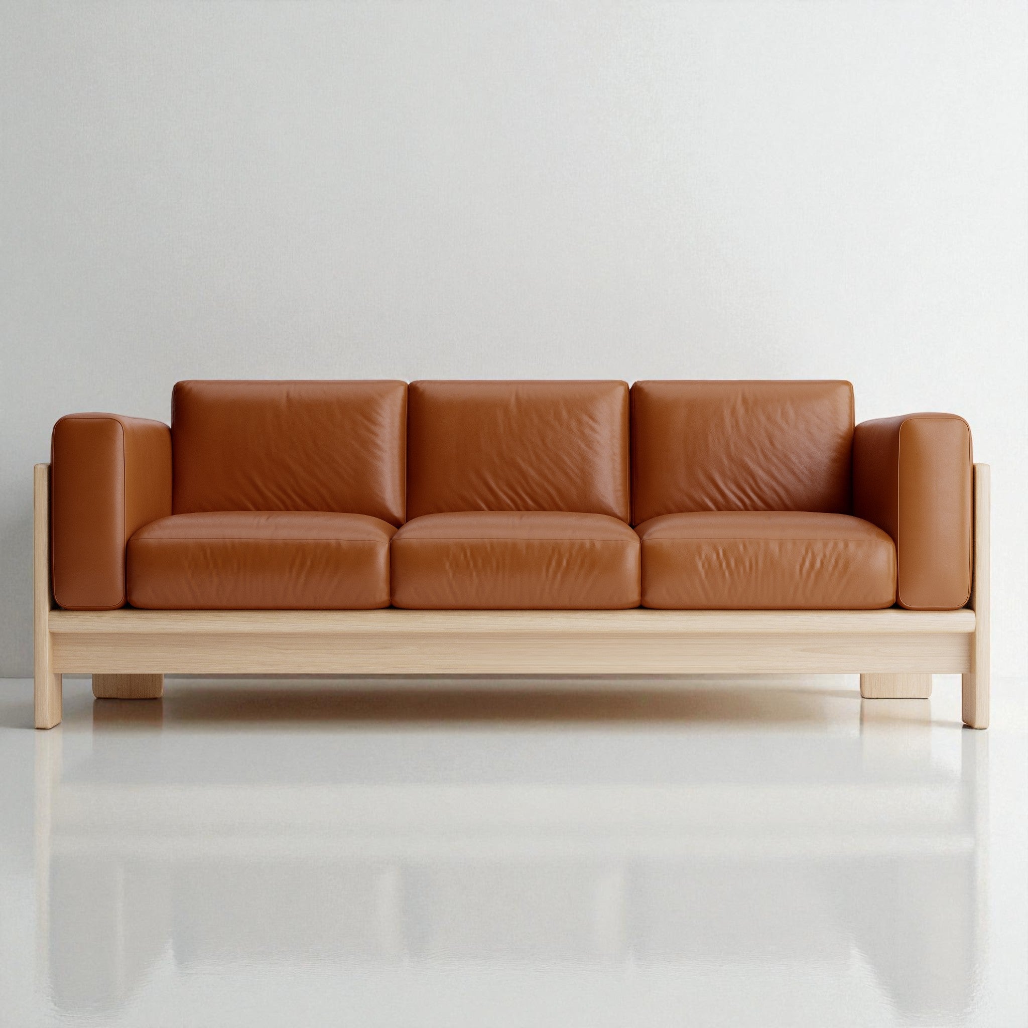 Nordhaven Sofa | 3 Seater | Italian Leather | Solid Teak/Walnut/Oak Wood