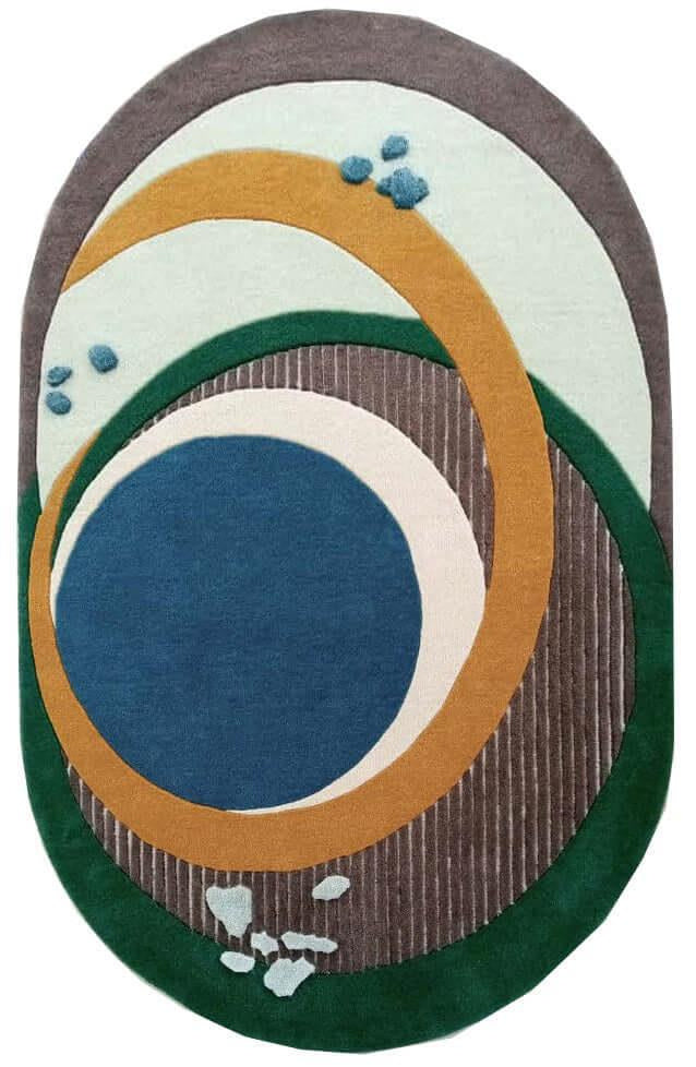 Shaped Hand Tufted Wool Rug - 3x5 ft (RG_00437)