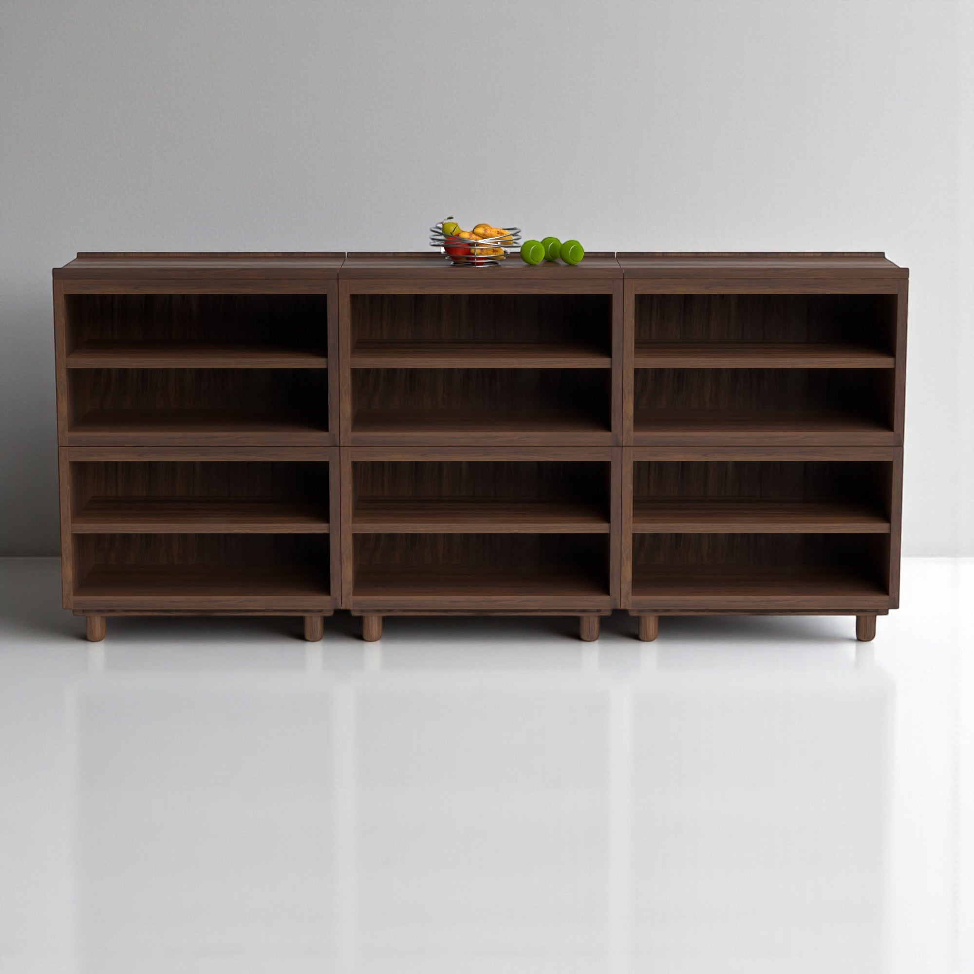 Stava Modular Shelving System | Solid Walnut/Teak/Oak Wood (4x3) | 8 Feet Length