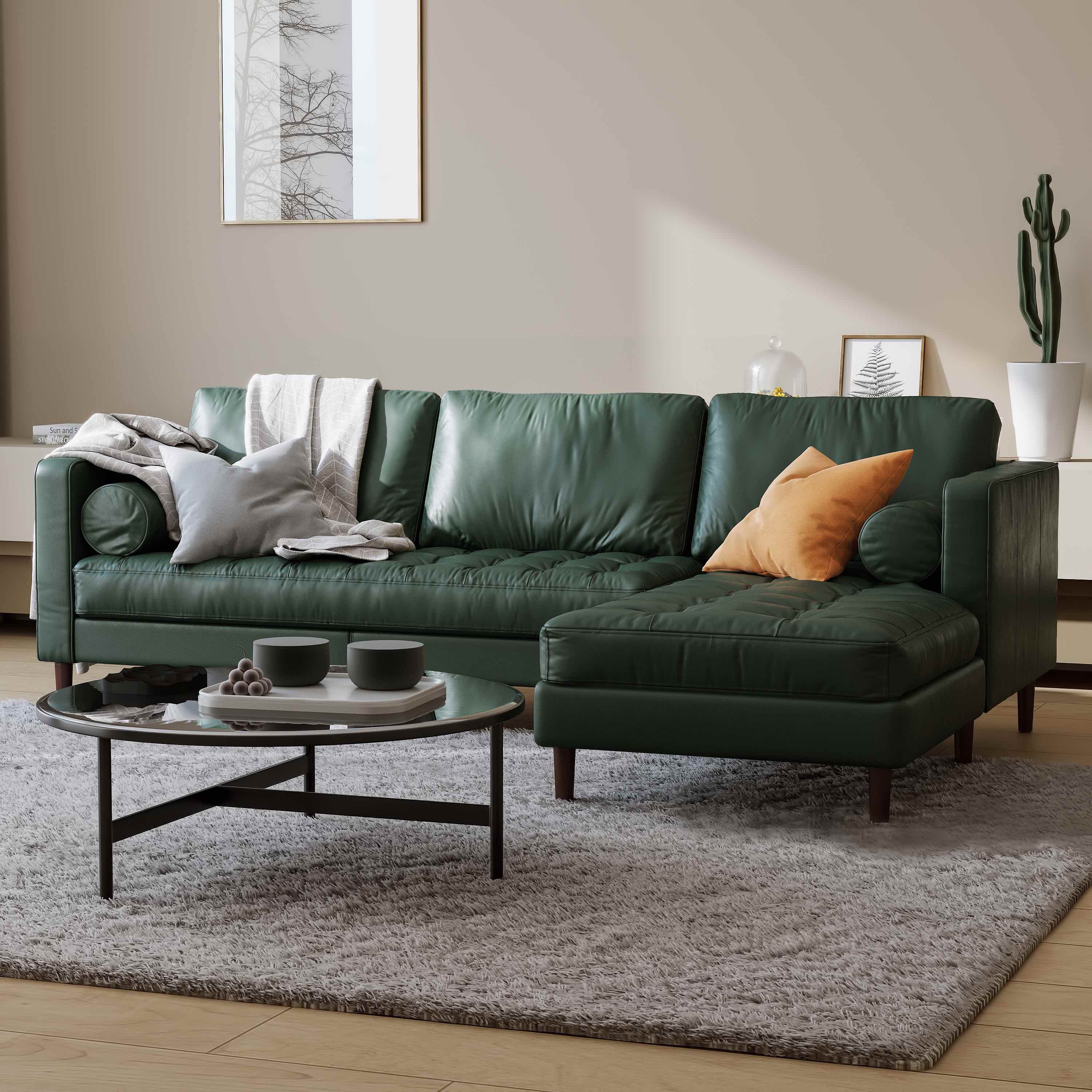 Green on sale leather sectional