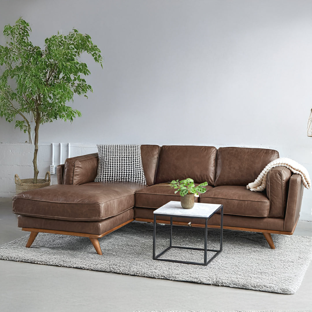 Lumo Sofa |  L Shaped Sectional (7.5 feet) Genuine Leather