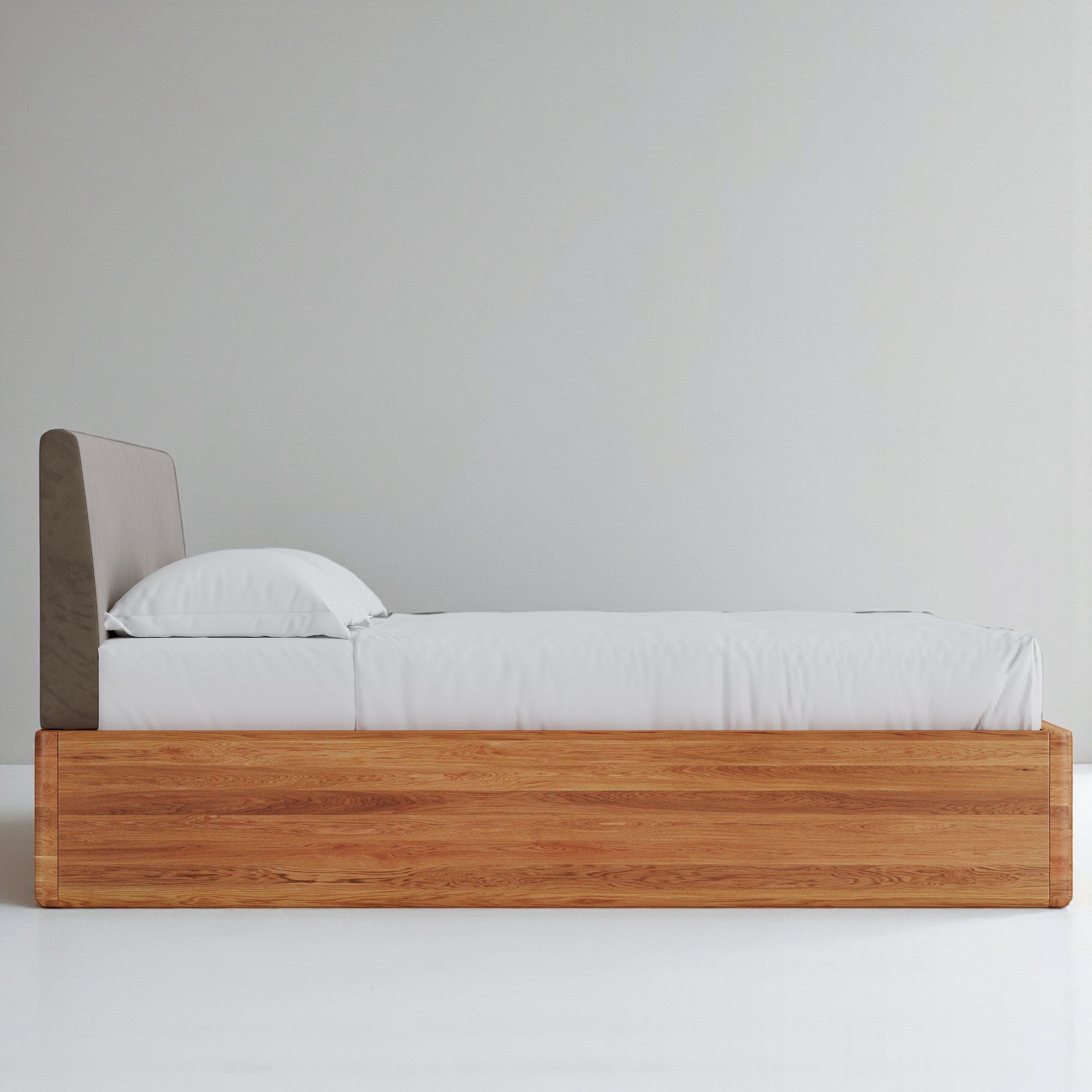 Aari Bed (Built-in Storage) - Solid Teak/Walnut/Oak Wood (Queen)