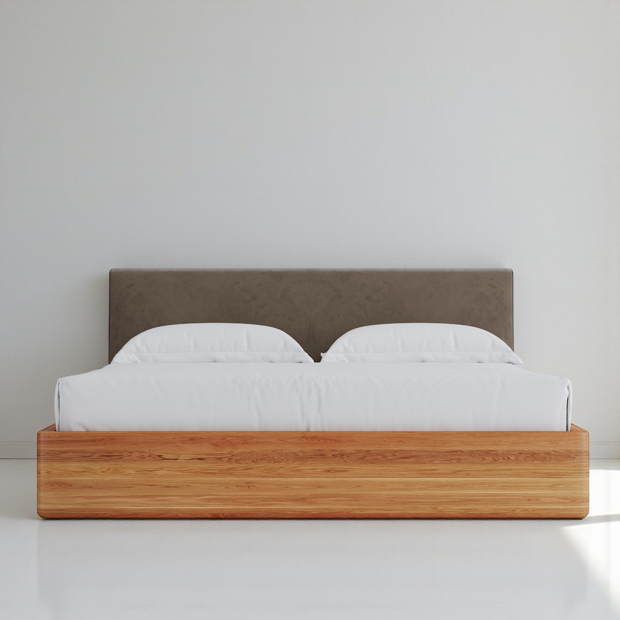 Aari Bed (Built-in Storage) - Solid Teak/Walnut/Oak Wood (Queen)