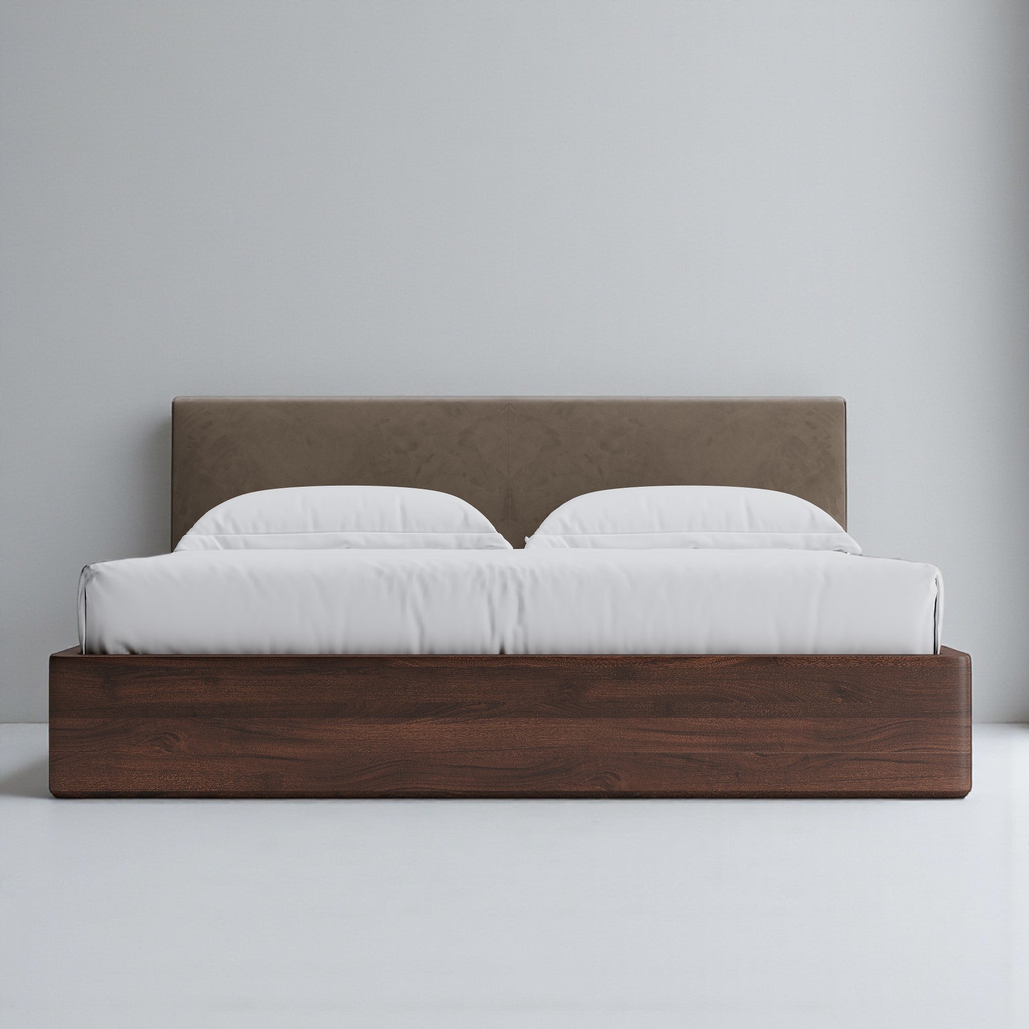 Aari Bed (Built-in Storage) - Solid Teak/Walnut/Oak Wood (King)