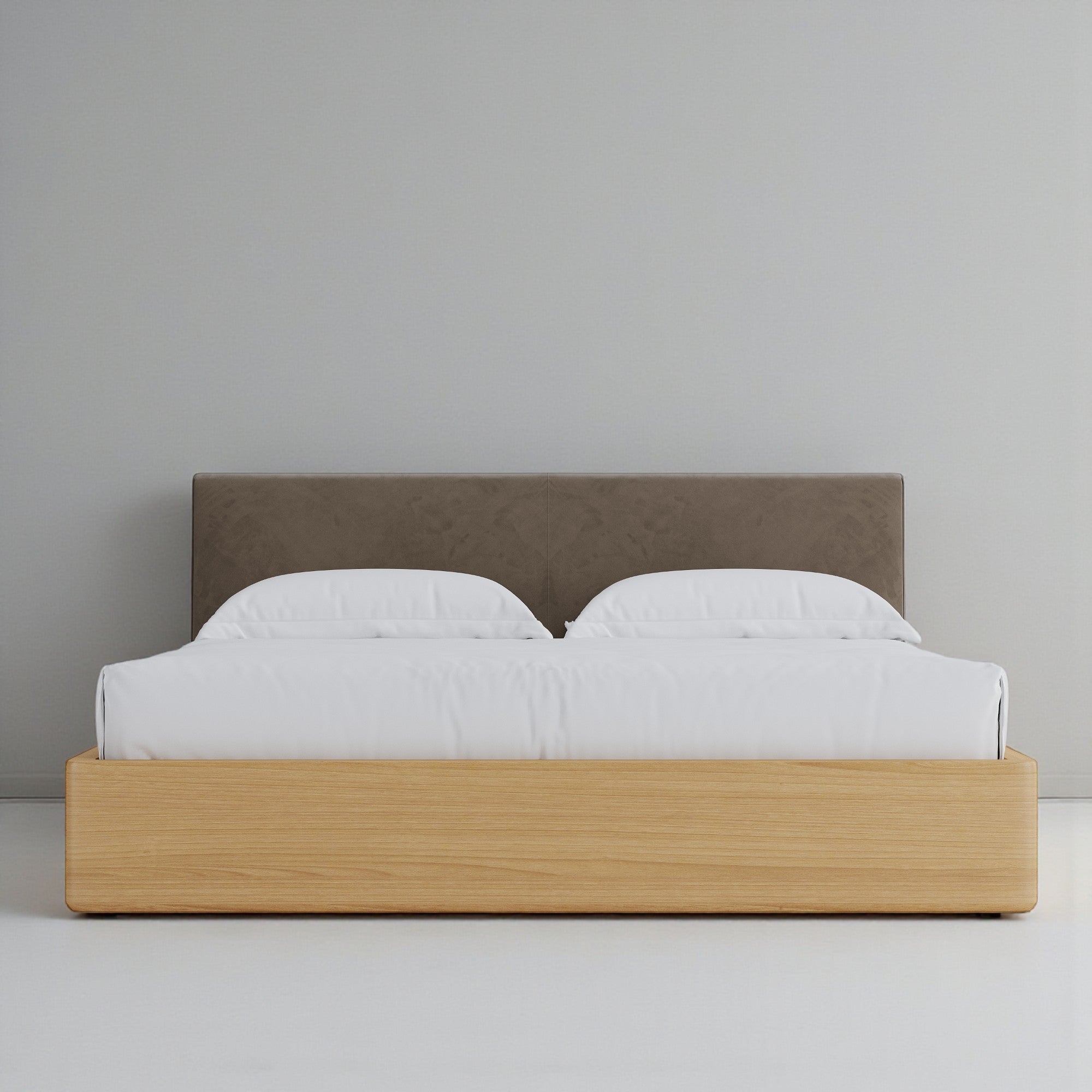 Aari Bed (Built-in Storage) - Solid Teak/Walnut/Oak Wood (Queen)