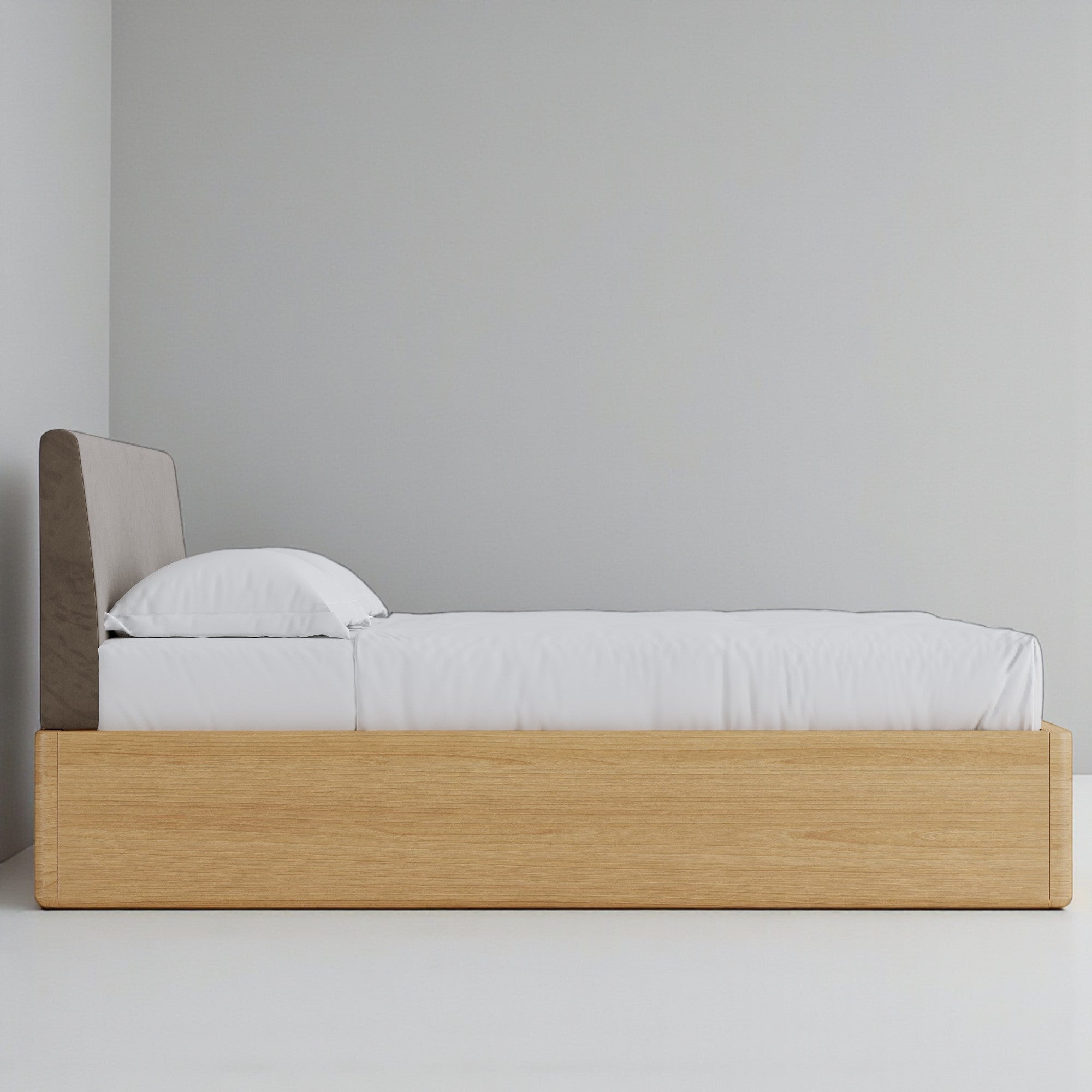 Aari Bed (Built-in Storage) - Solid Teak/Walnut/Oak Wood (Queen)